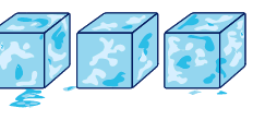 three cubes of ice