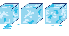 three cubes of ice
